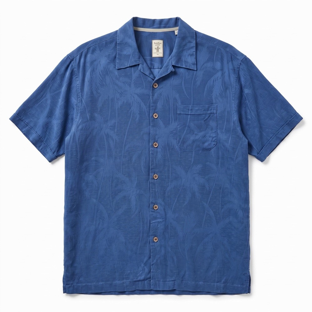 Jamaica Jaxx Hawaiian Shirt XL 100% Silk Blend Blue Tropical Camp Casual Grandpa - Picture 4 of 15